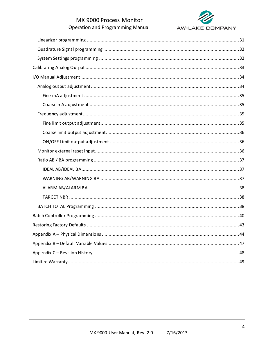 Mx 9000 process monitor | AW Gear Meters MX 9000 User Manual | Page 5 / 52