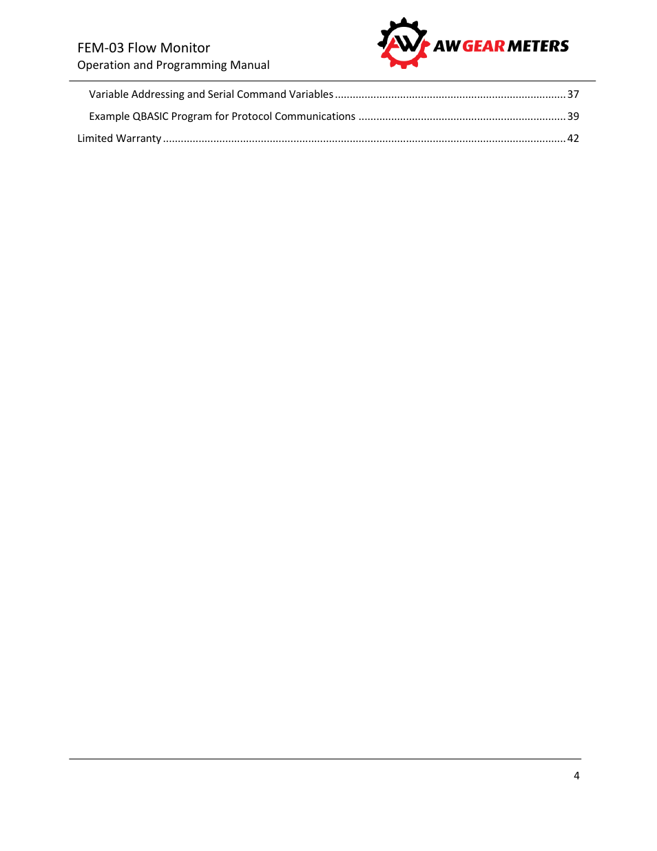 AW Gear Meters FEM-03 User Manual | Page 5 / 44