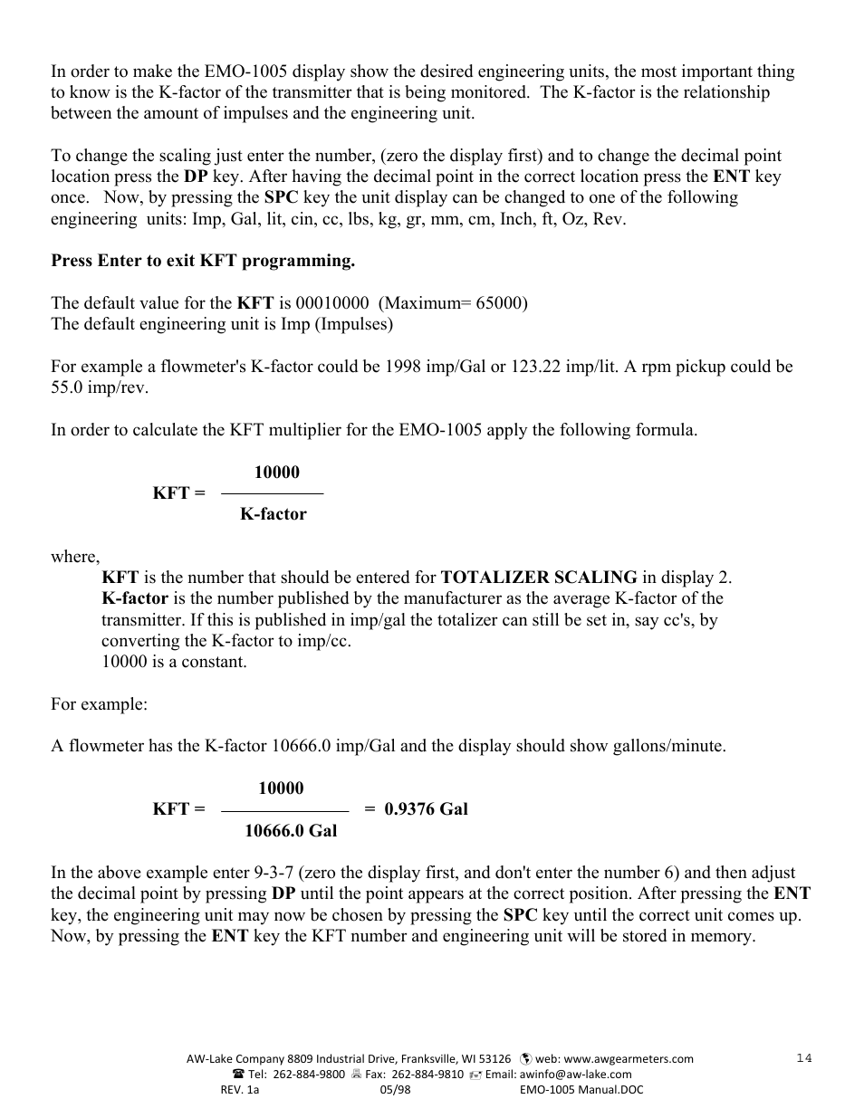 AW Gear Meters EMO-1005 User Manual | Page 15 / 55
