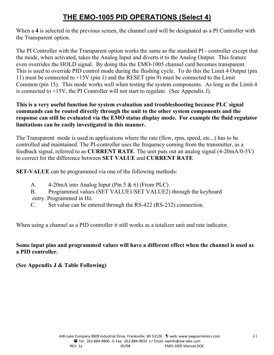 AW Gear Meters EMO-1005 User Manual | Page 22 / 55