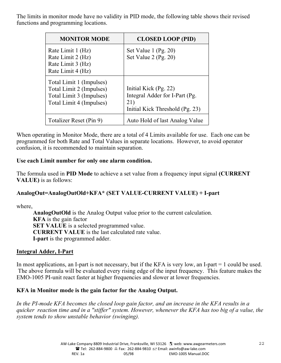 AW Gear Meters EMO-1005 User Manual | Page 23 / 55