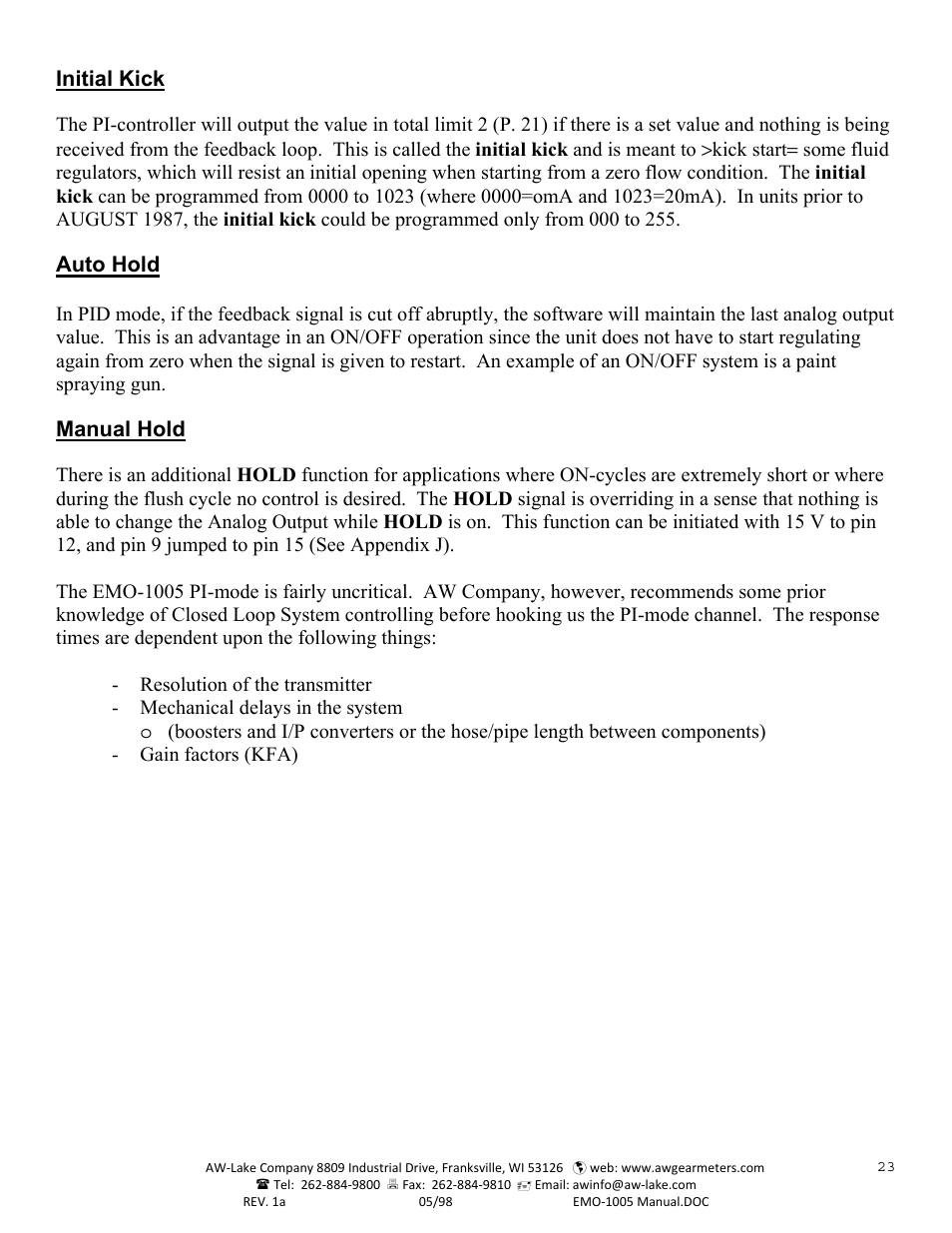 AW Gear Meters EMO-1005 User Manual | Page 24 / 55