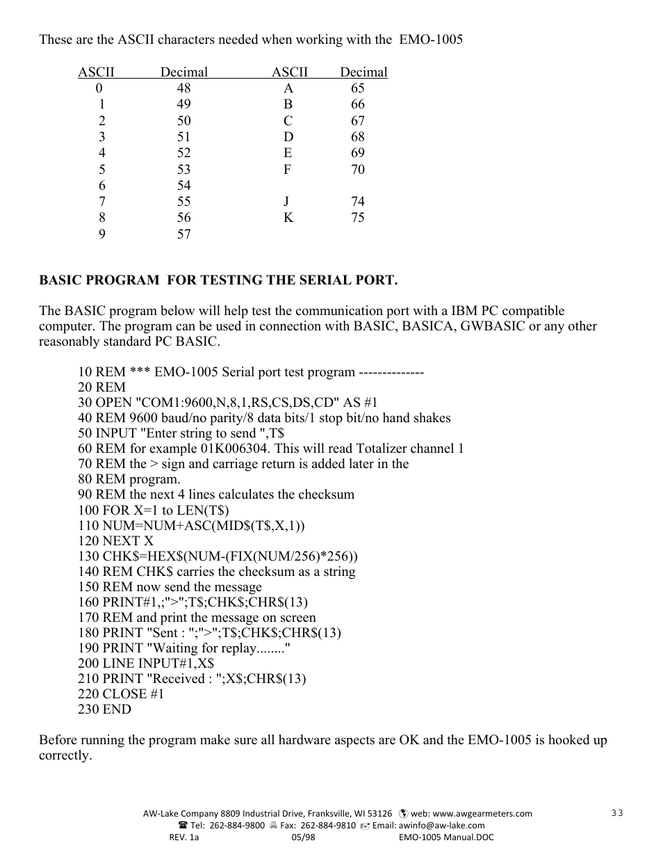 AW Gear Meters EMO-1005 User Manual | Page 34 / 55