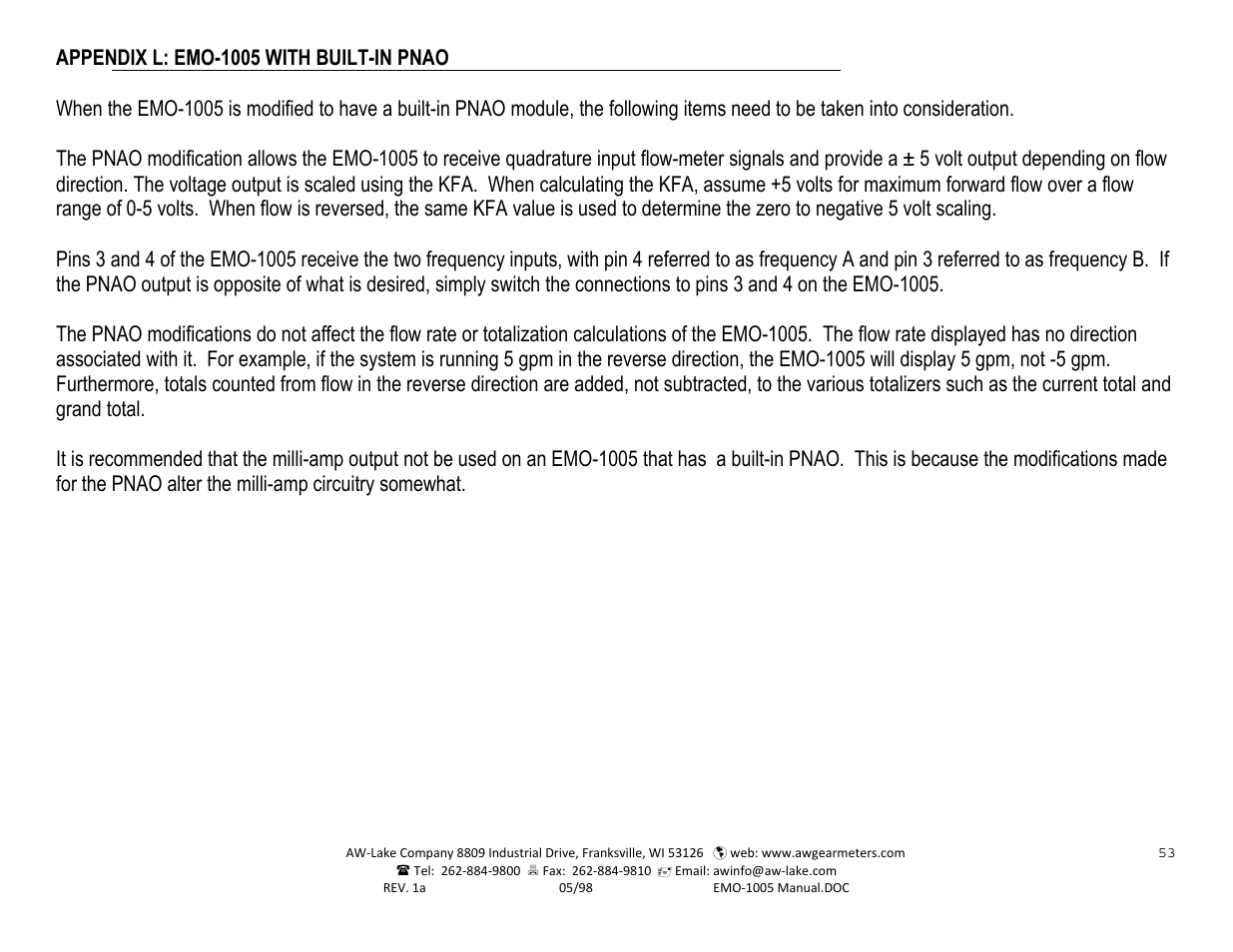 AW Gear Meters EMO-1005 User Manual | Page 54 / 55