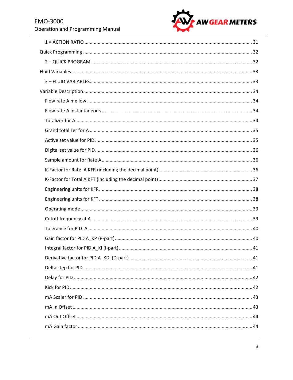 Emo‐3000 | AW Gear Meters EMO-3000 User Manual | Page 4 / 68