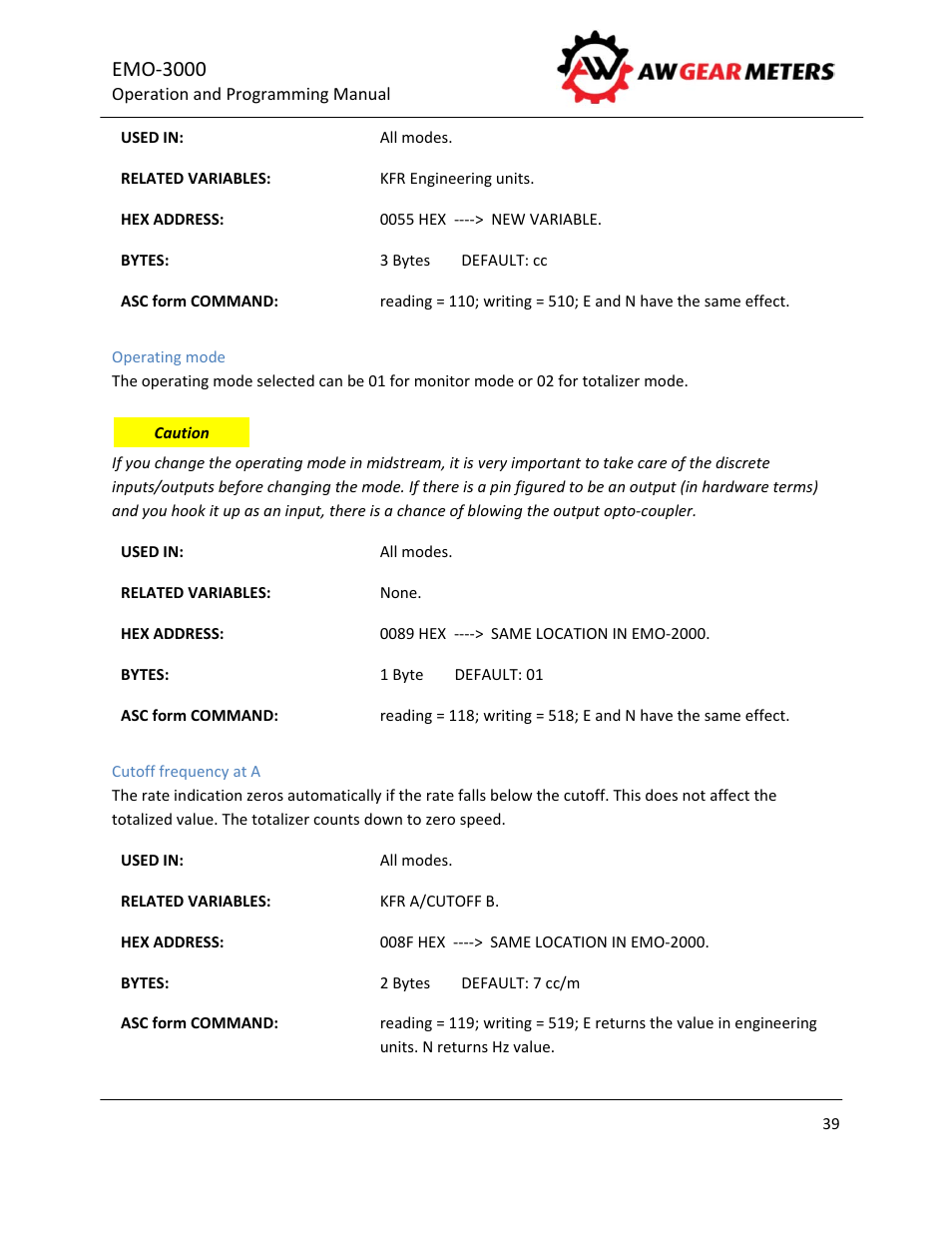 Emo‐3000 | AW Gear Meters EMO-3000 User Manual | Page 40 / 68