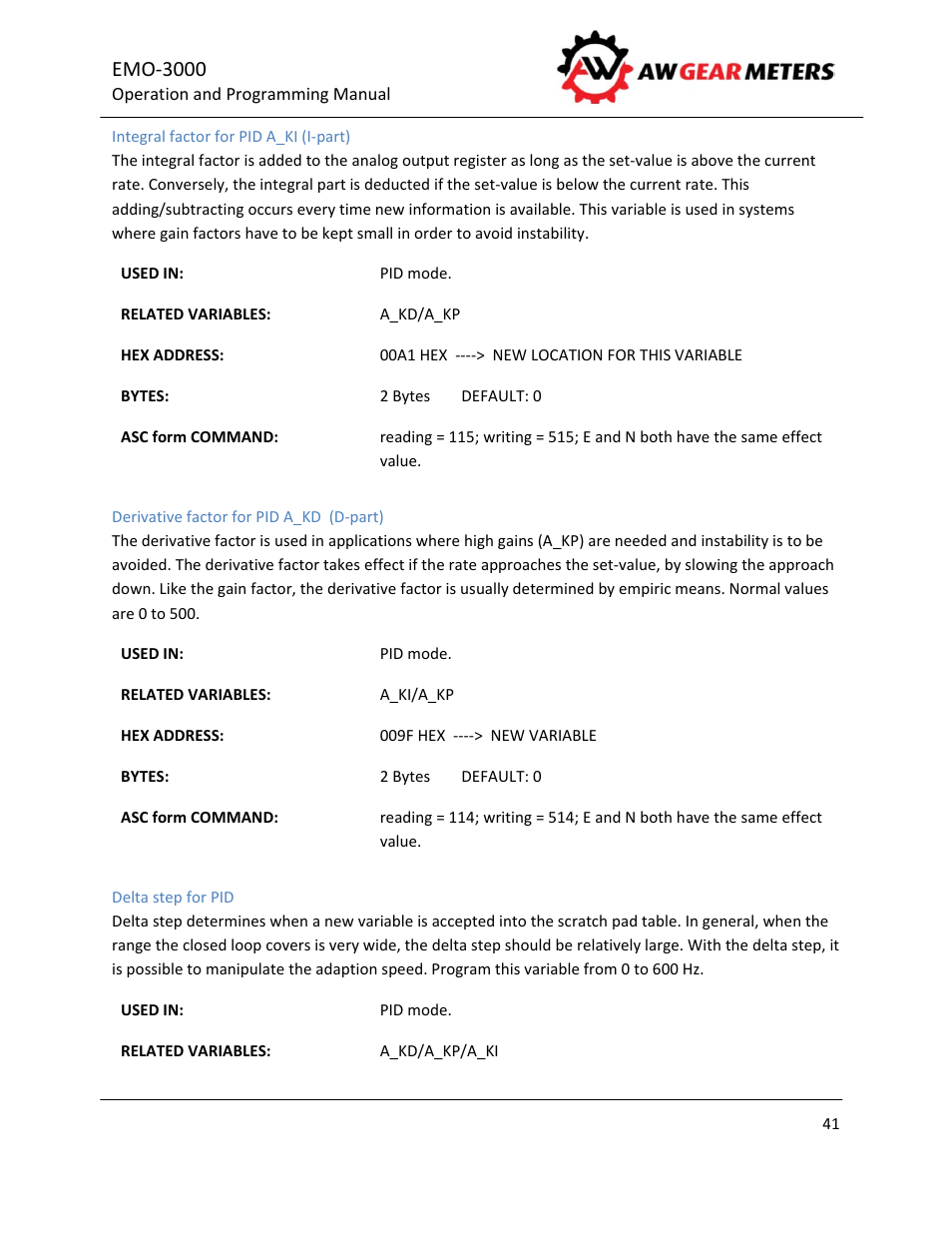 Emo‐3000 | AW Gear Meters EMO-3000 User Manual | Page 42 / 68