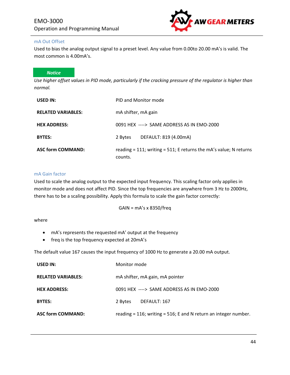 Emo‐3000 | AW Gear Meters EMO-3000 User Manual | Page 45 / 68