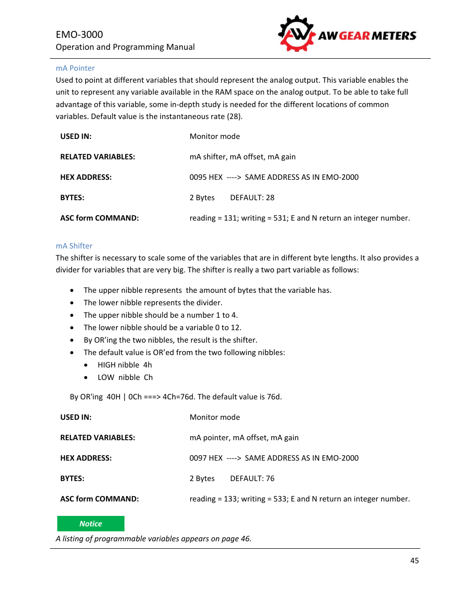 Emo‐3000 | AW Gear Meters EMO-3000 User Manual | Page 46 / 68