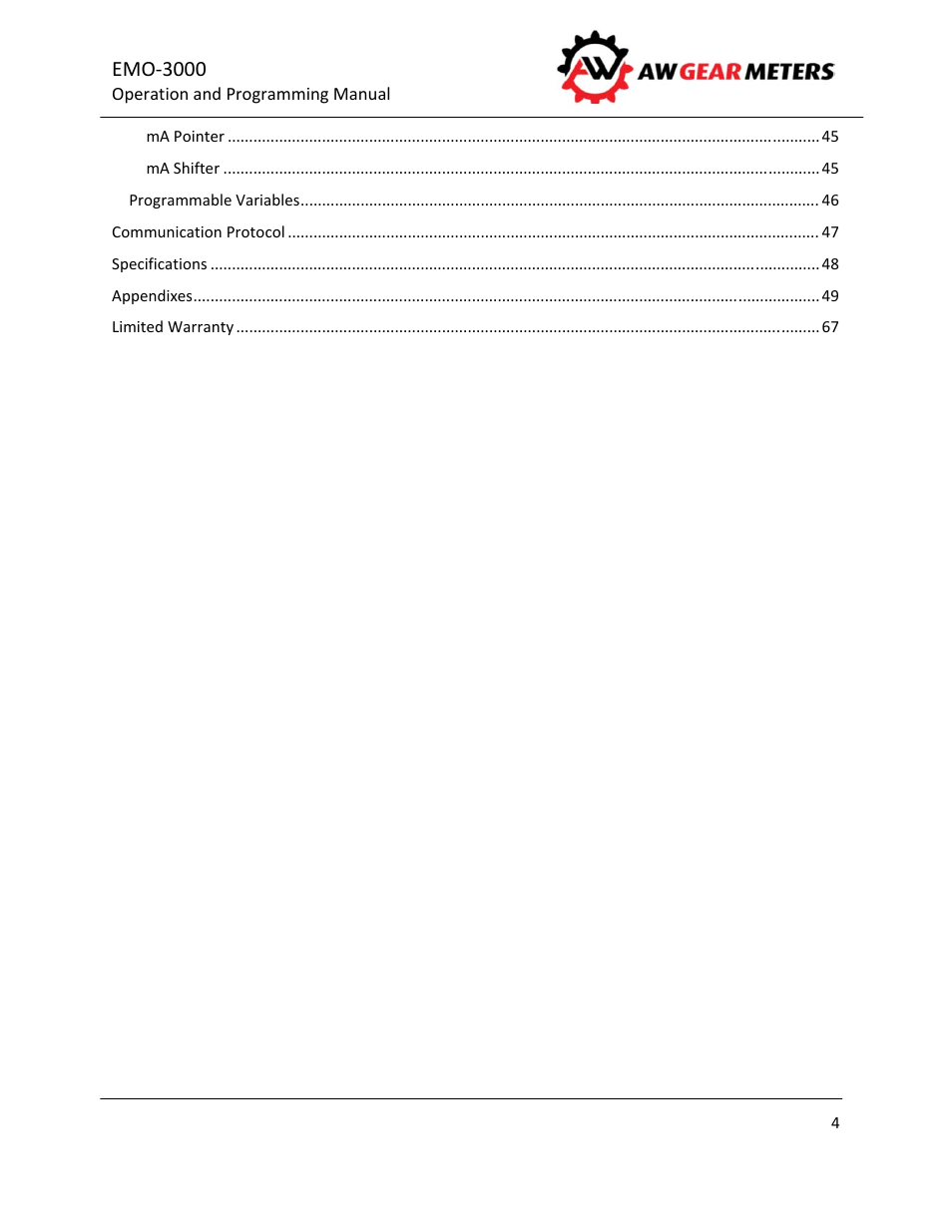 AW Gear Meters EMO-3000 User Manual | Page 5 / 68