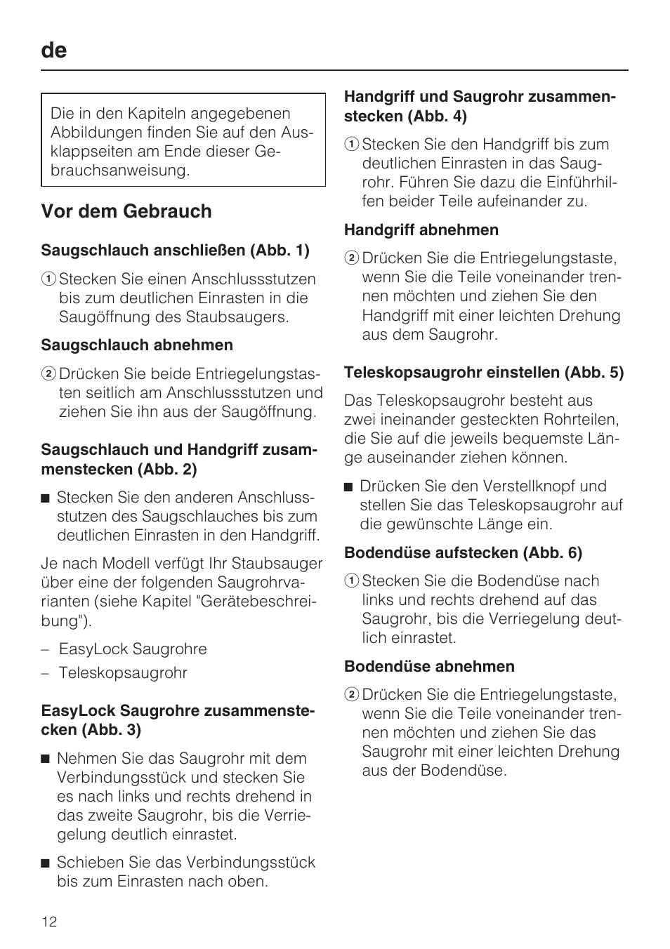 Vor dem gebrauch | Miele HS12 User Manual | Page 12 / 88