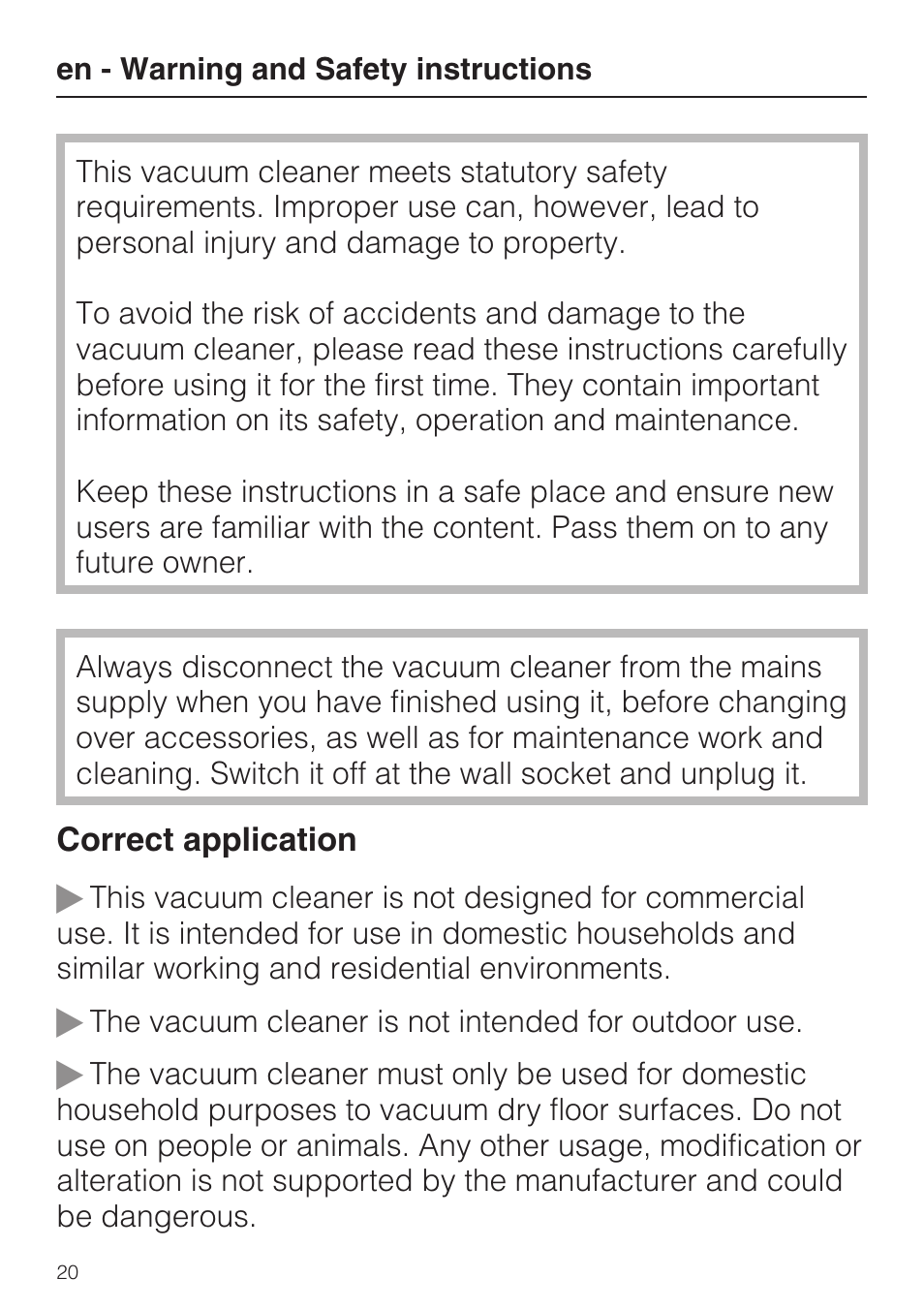 Miele HS12 User Manual | Page 20 / 88