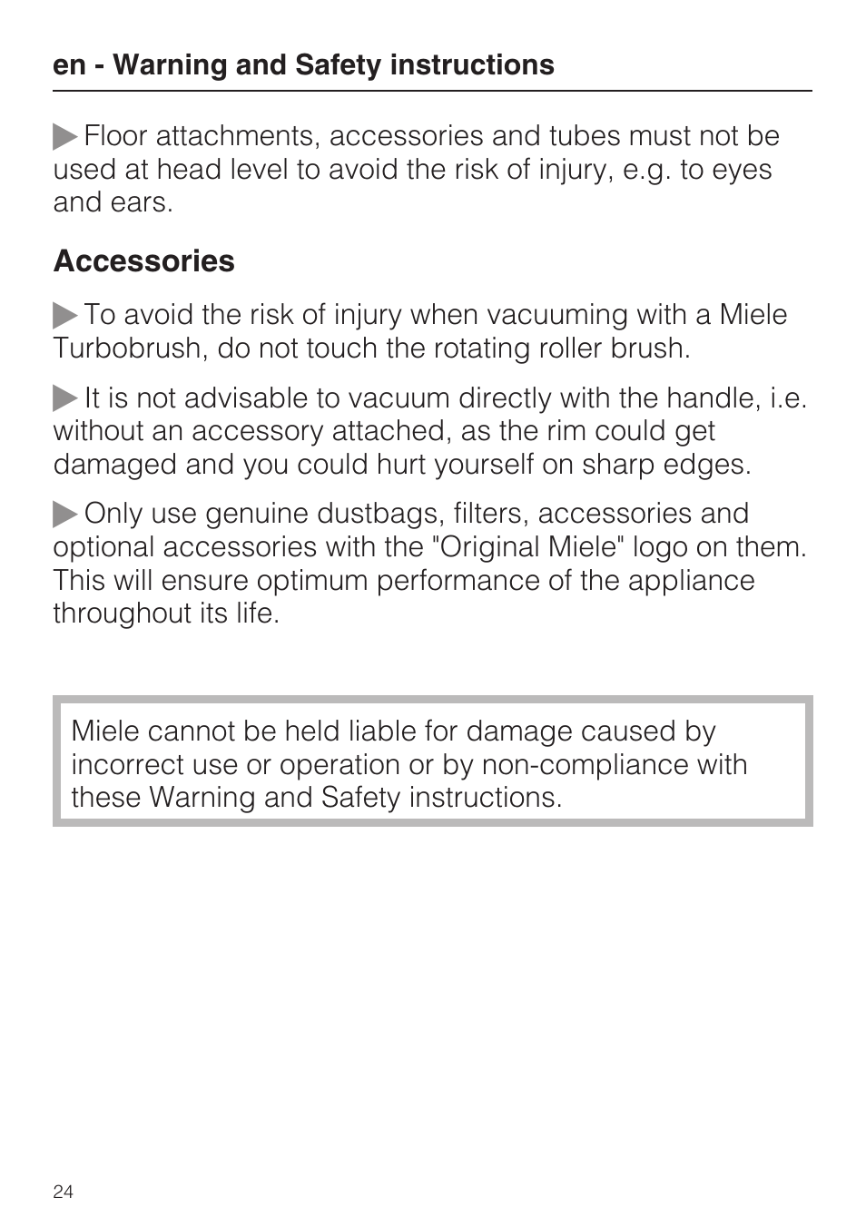 Miele HS12 User Manual | Page 24 / 88
