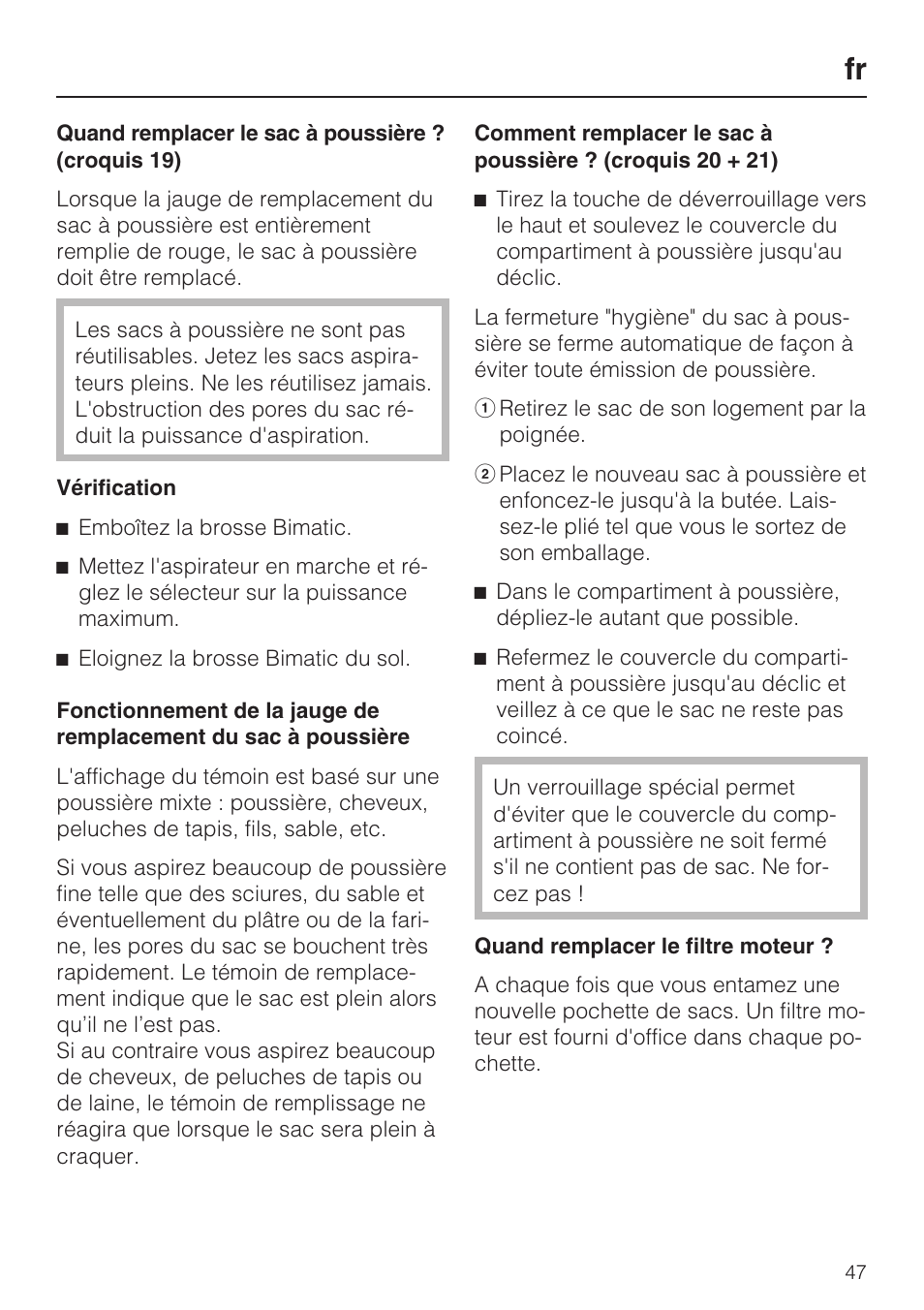 Miele HS12 User Manual | Page 47 / 88