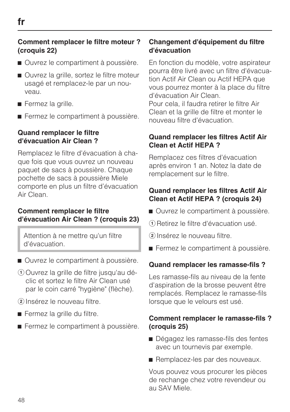 Miele HS12 User Manual | Page 48 / 88