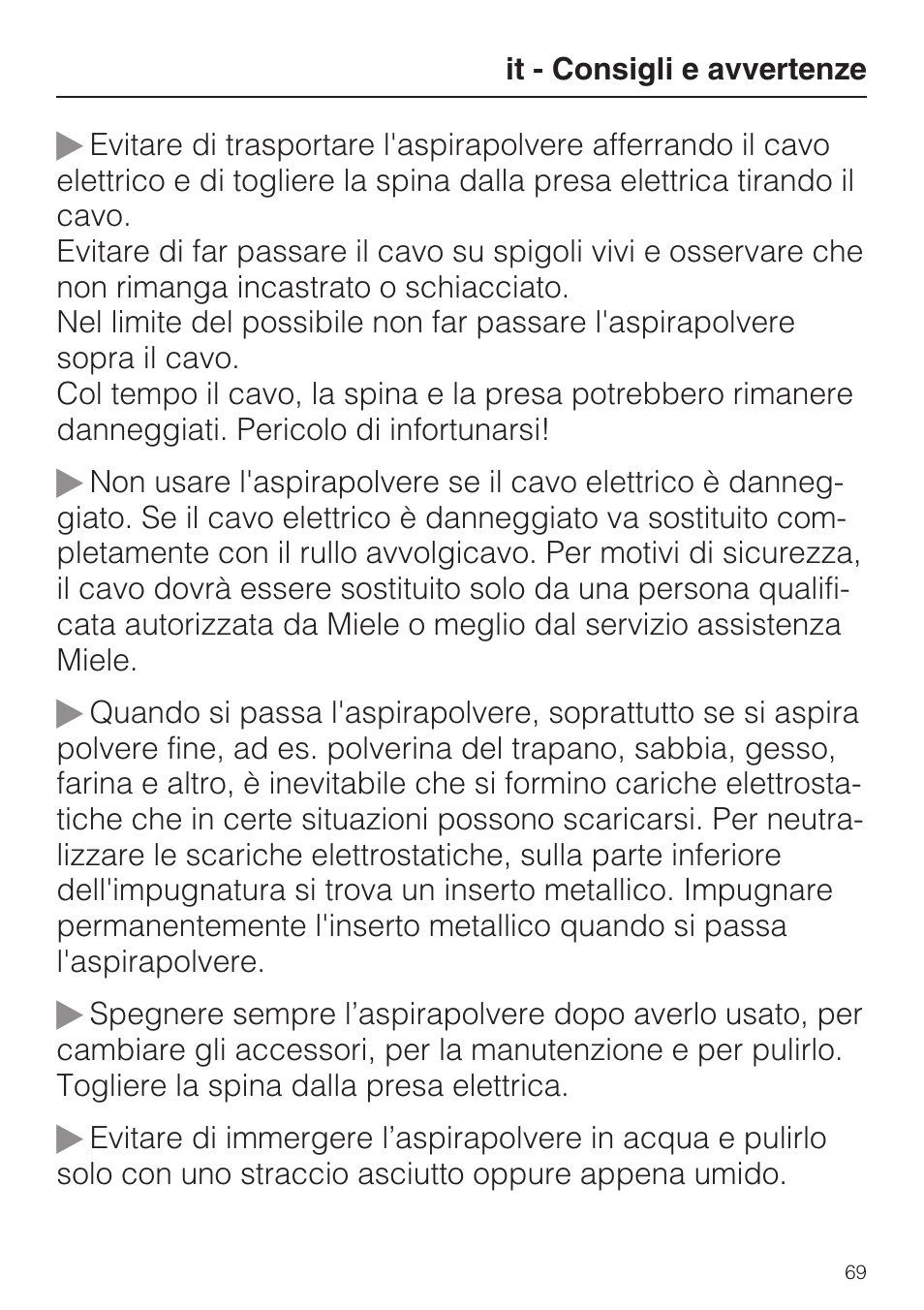 Miele HS12 User Manual | Page 69 / 88
