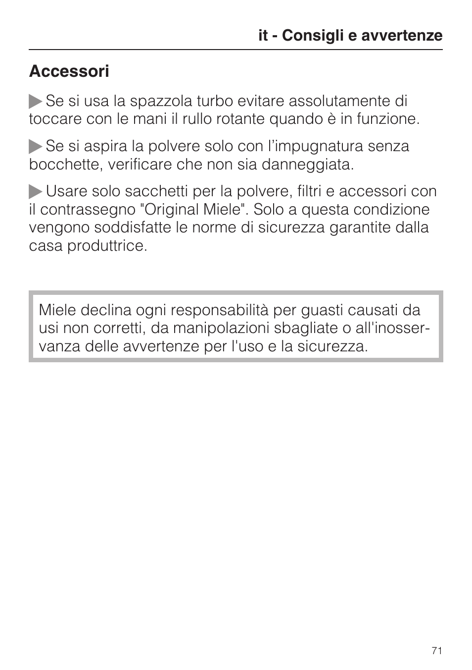 Miele HS12 User Manual | Page 71 / 88