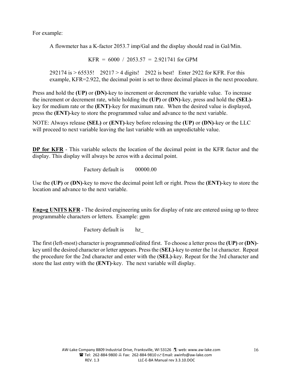 AW Gear Meters LLC-E-BA User Manual | Page 16 / 19