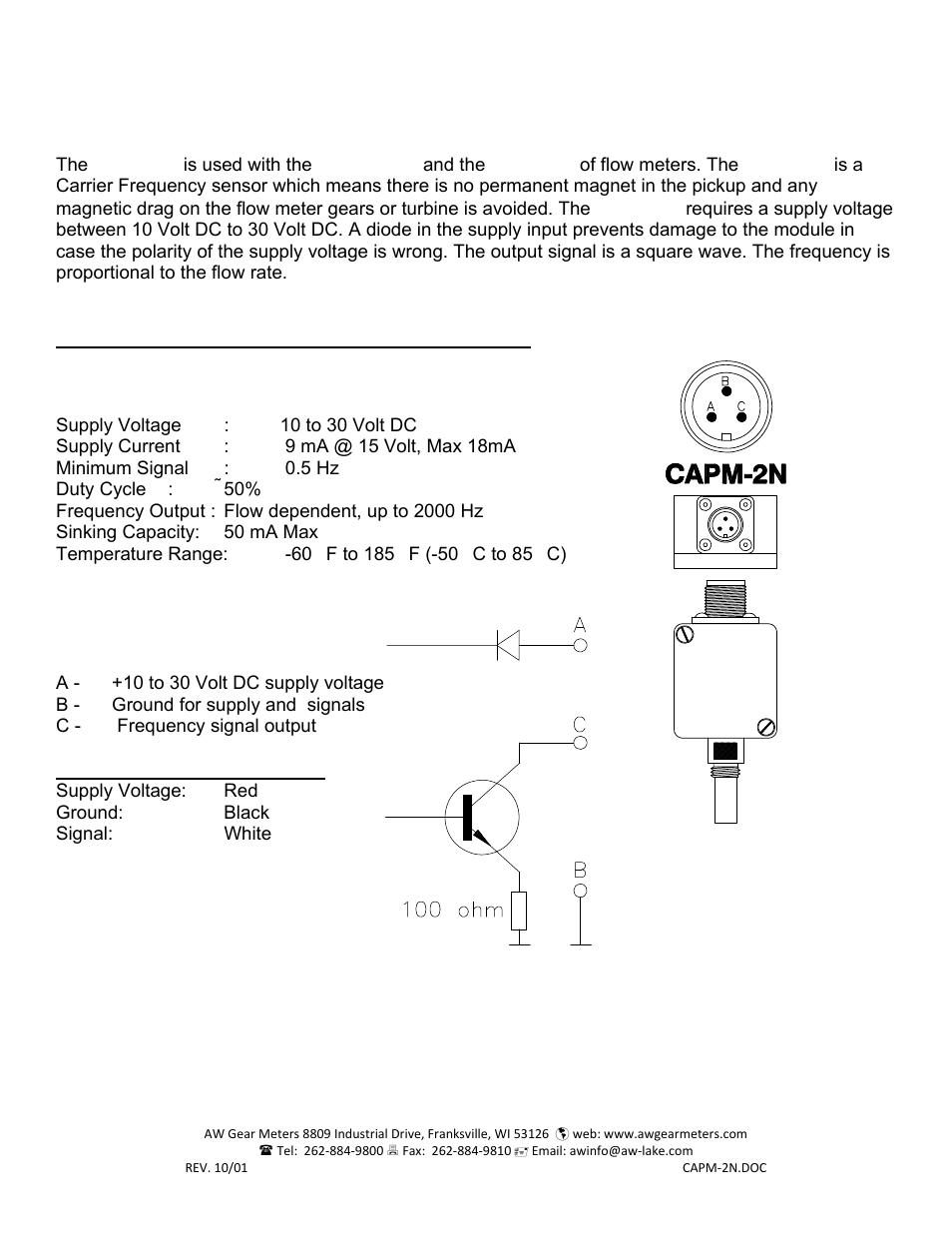 AW Gear Meters CAPM-2N User Manual | 1 page