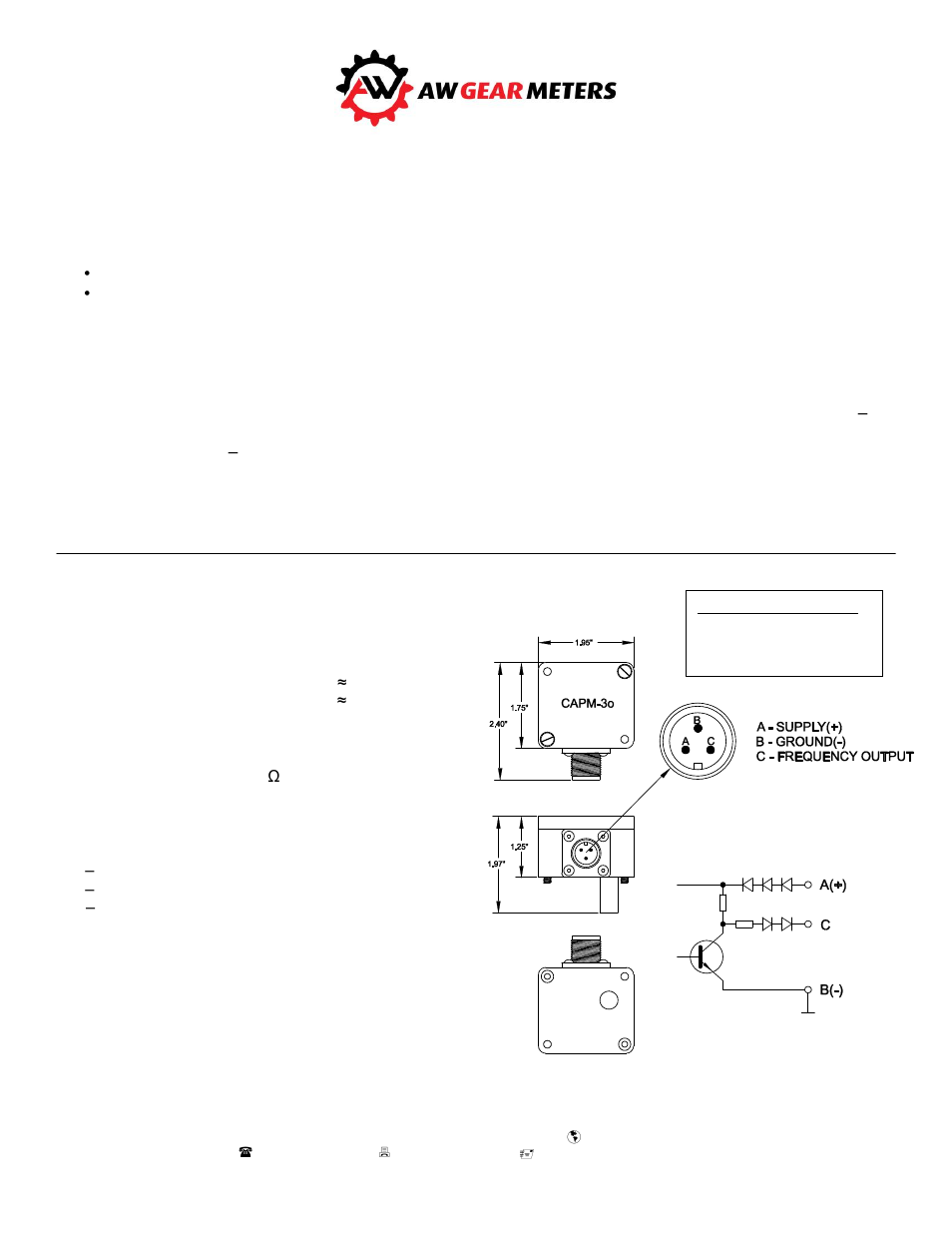 AW Gear Meters CAPM-3o User Manual | 2 pages