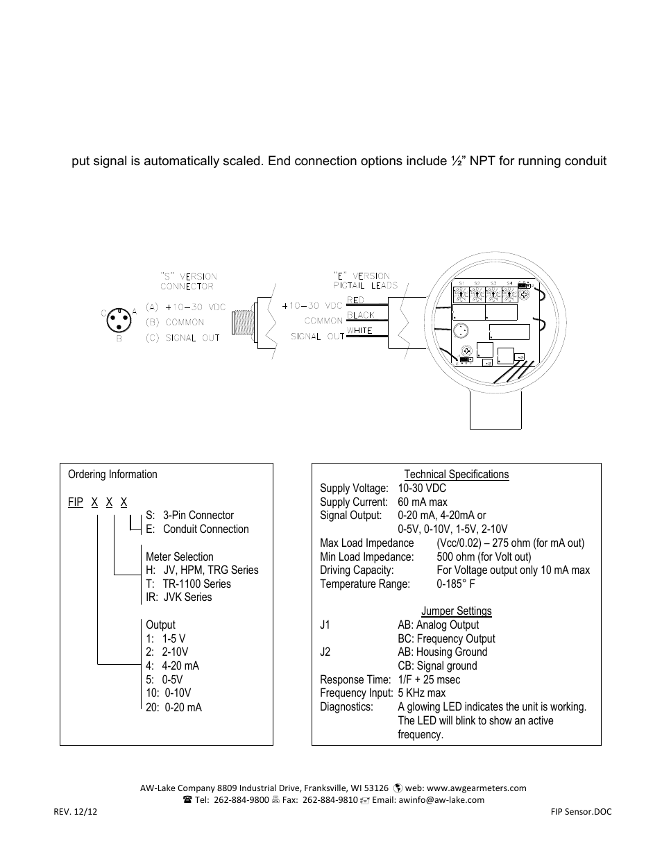 AW Gear Meters FIP User Manual | 2 pages