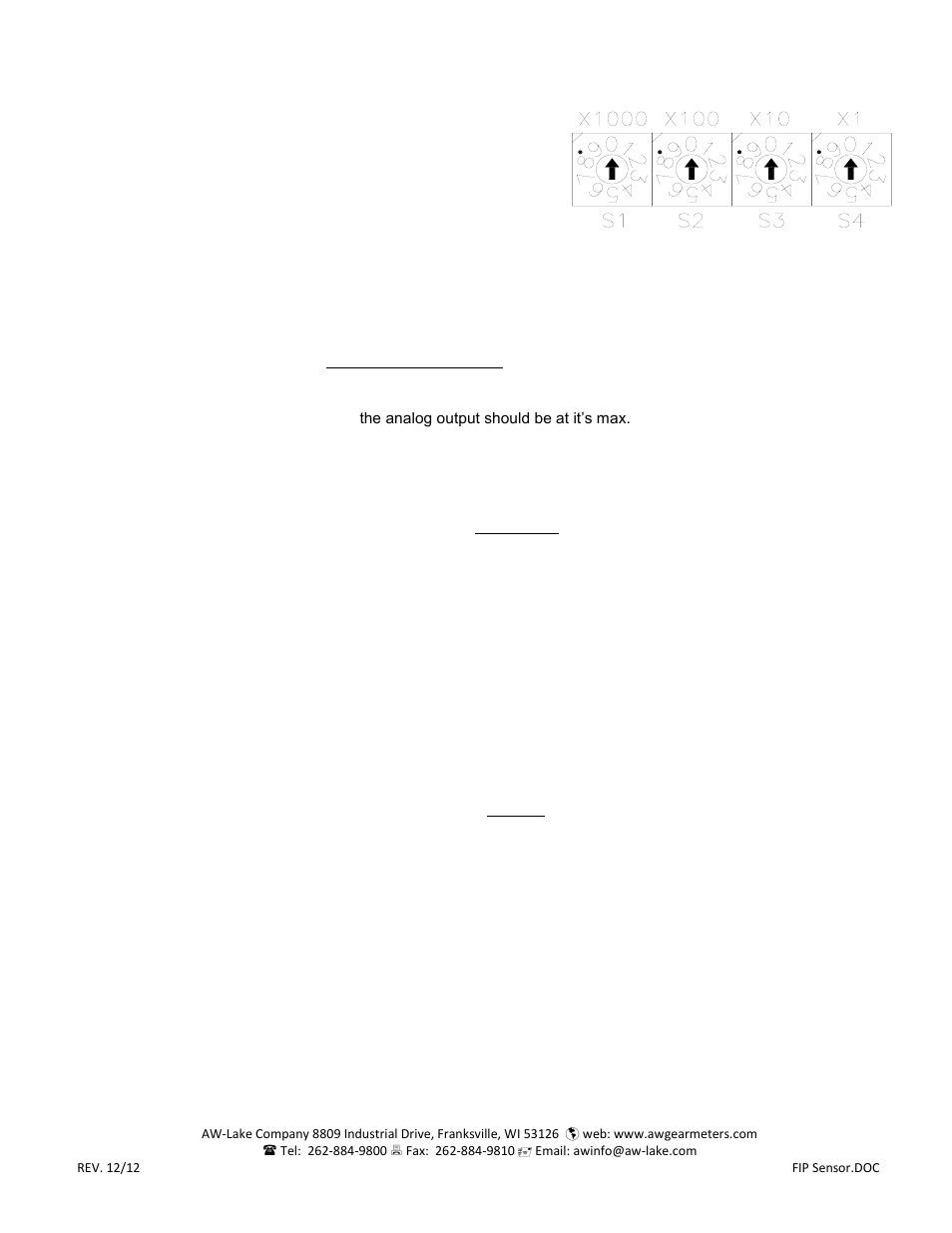 Scaling analog output | AW Gear Meters FIP User Manual | Page 2 / 2
