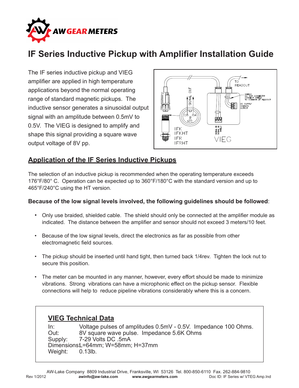 AW Gear Meters IF Series User Manual | 2 pages