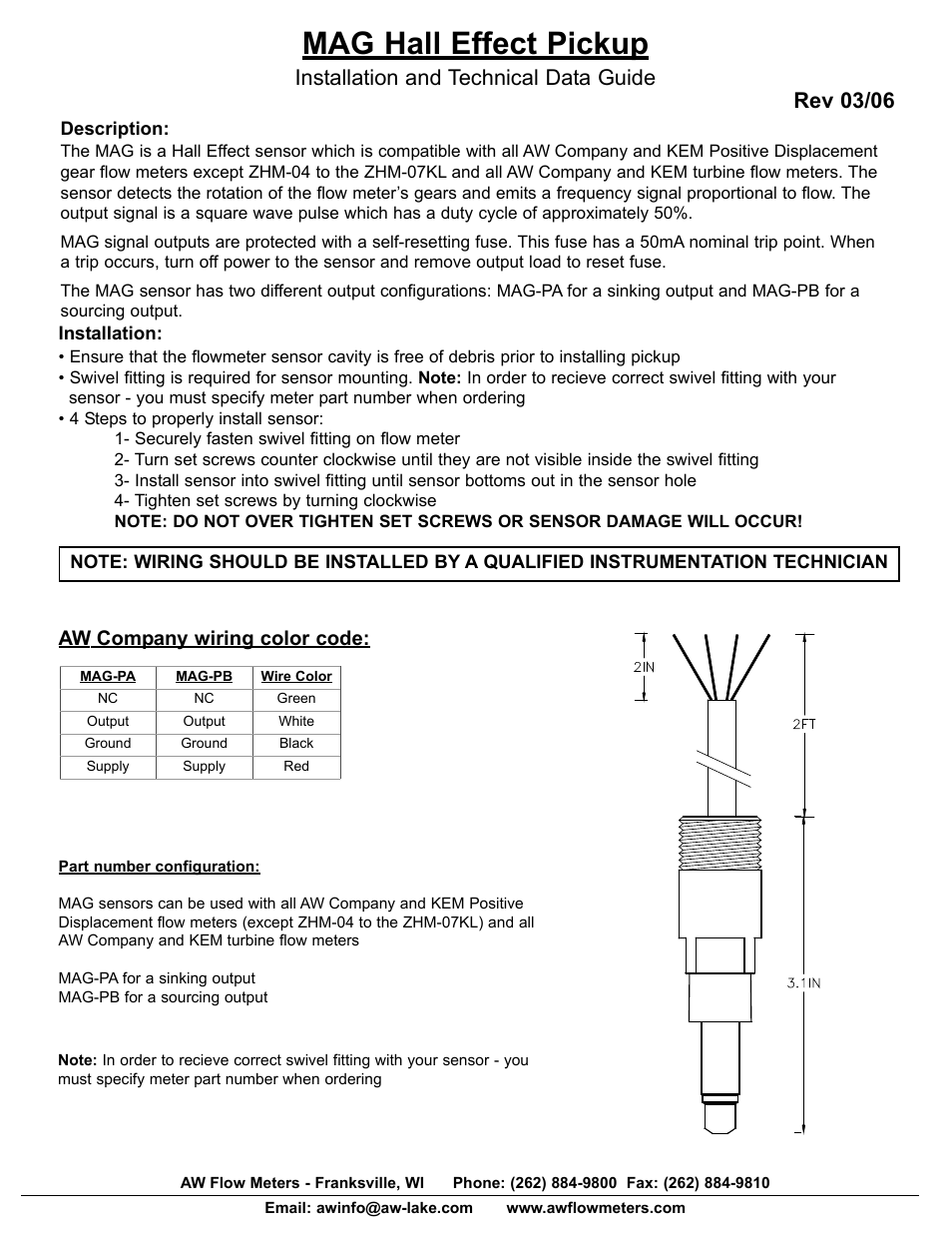 AW Gear Meters MAG User Manual | 2 pages