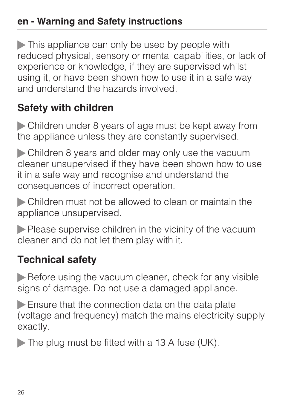 Miele HS14 User Manual | Page 26 / 112
