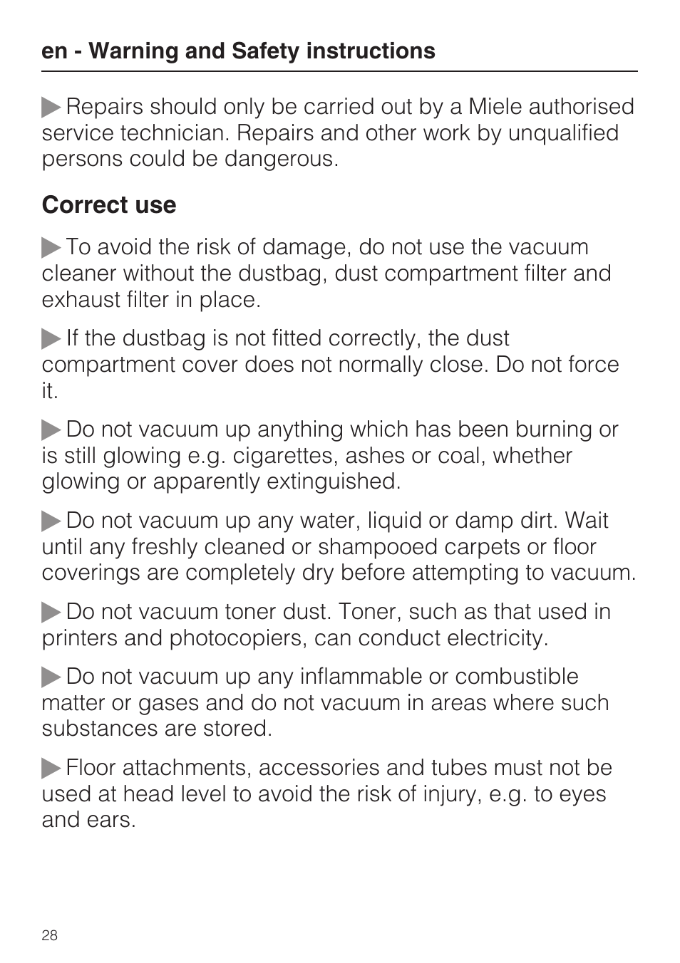 Miele HS14 User Manual | Page 28 / 112