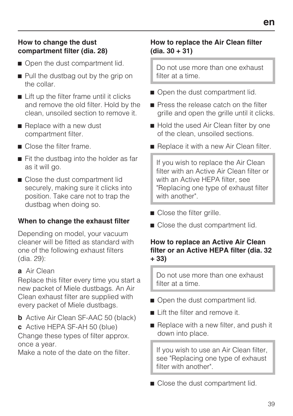 Miele HS14 User Manual | Page 39 / 112