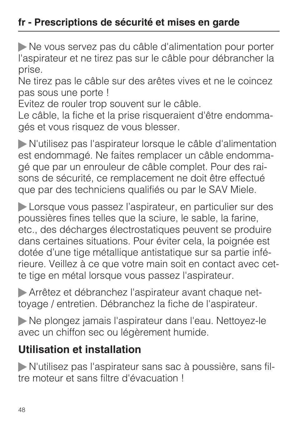 Miele HS14 User Manual | Page 48 / 112