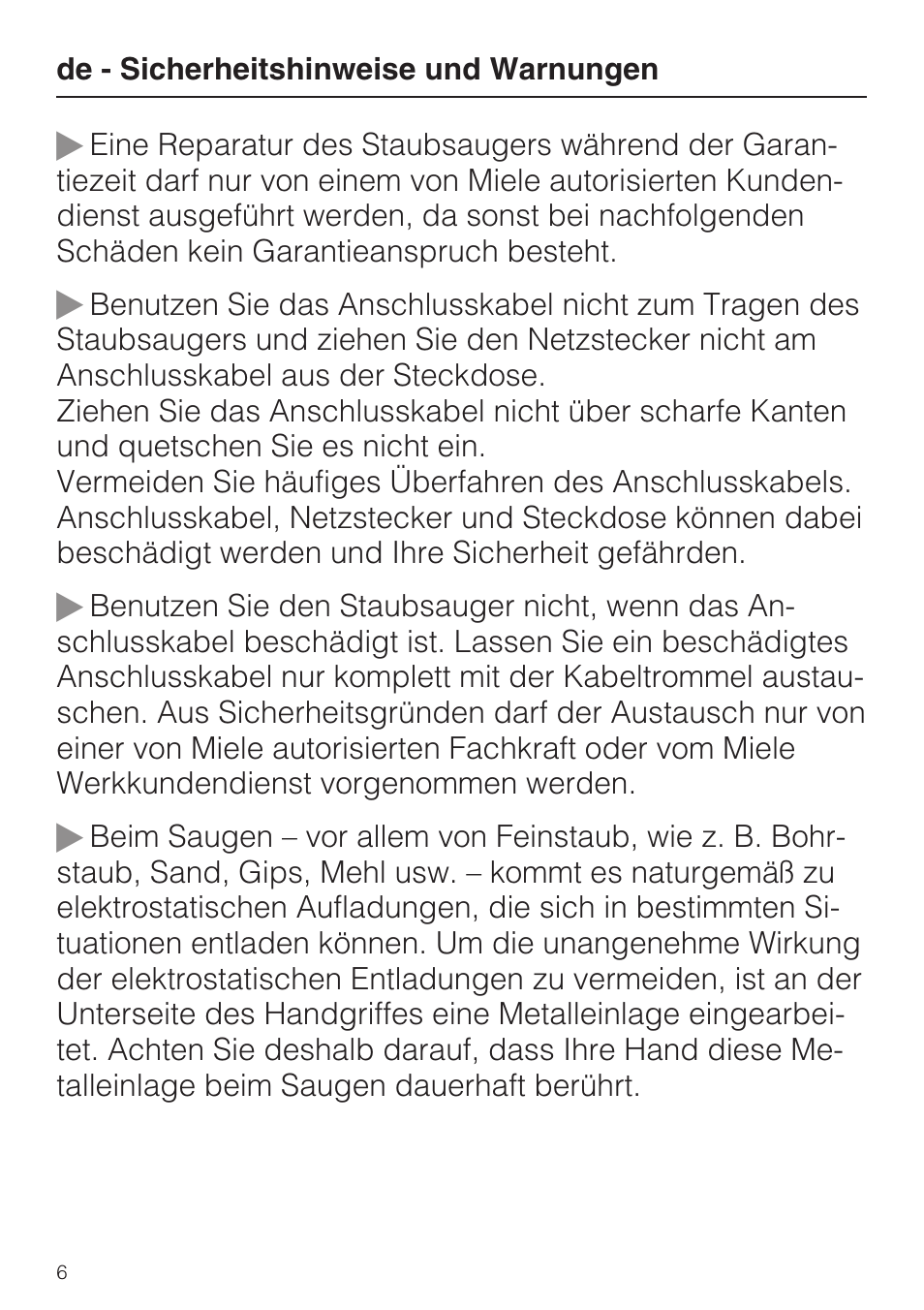 Miele HS14 User Manual | Page 6 / 112