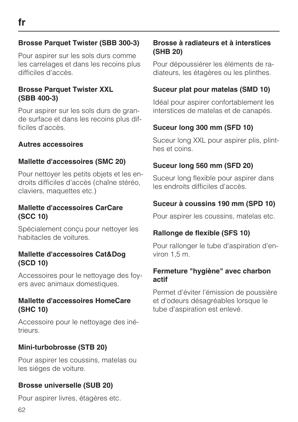 Miele HS14 User Manual | Page 62 / 112