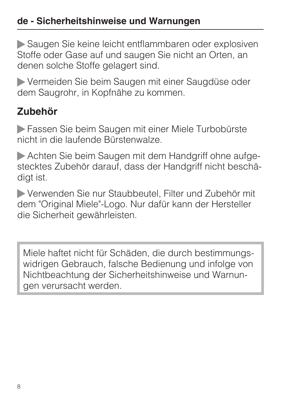Miele HS14 User Manual | Page 8 / 112