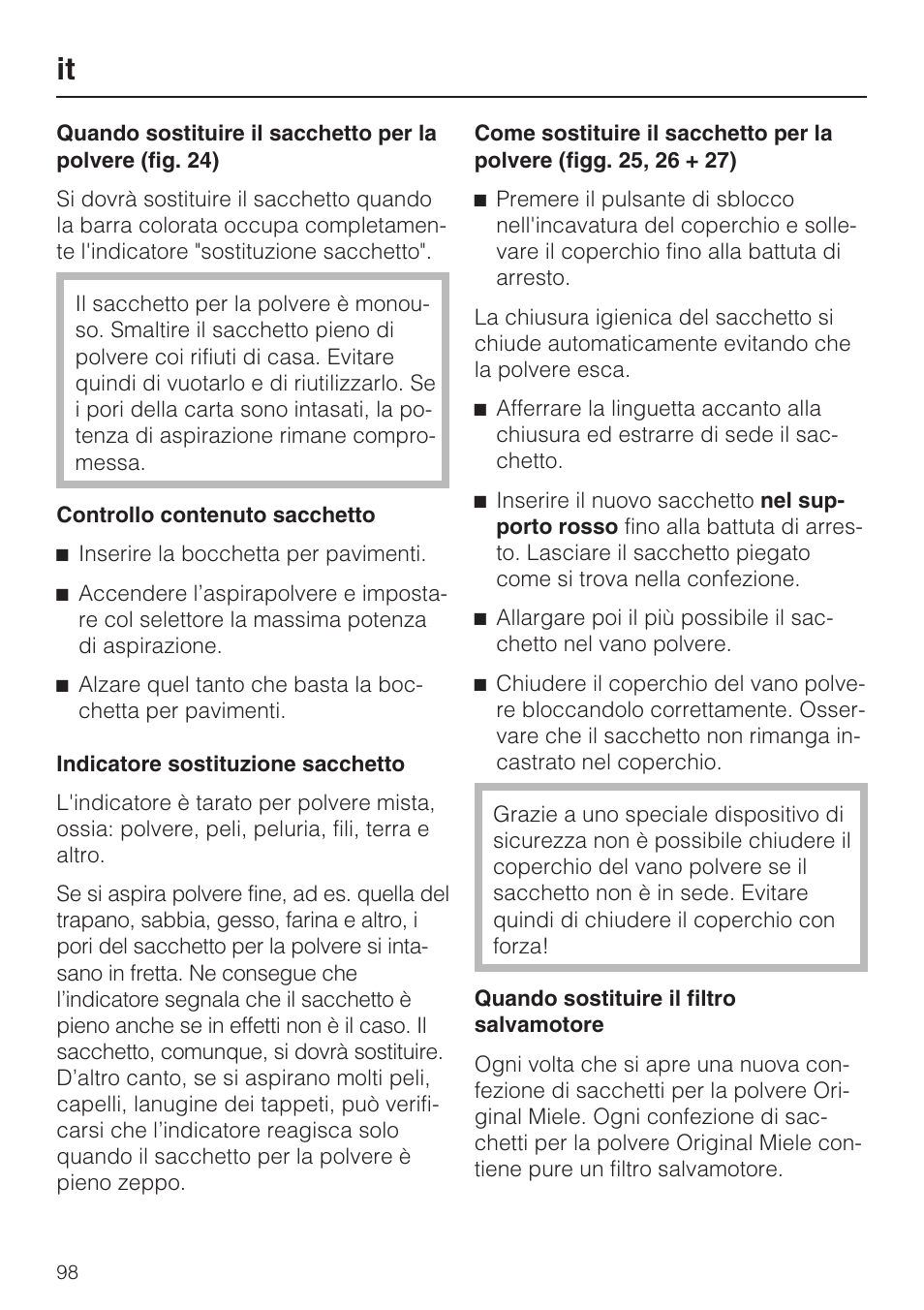 Miele HS14 User Manual | Page 98 / 112