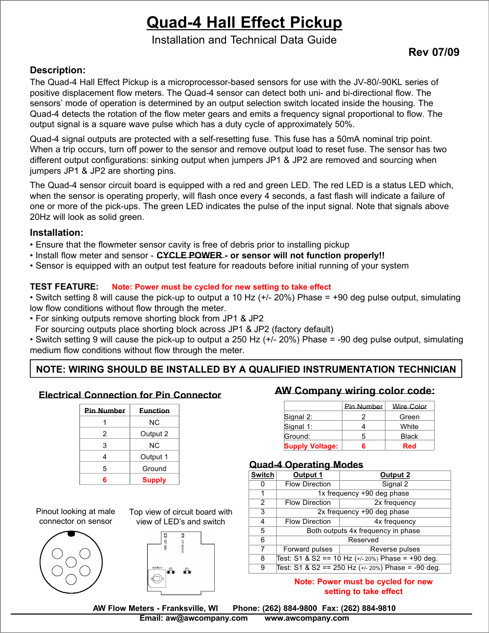 AW Gear Meters Quad-4 User Manual | 2 pages