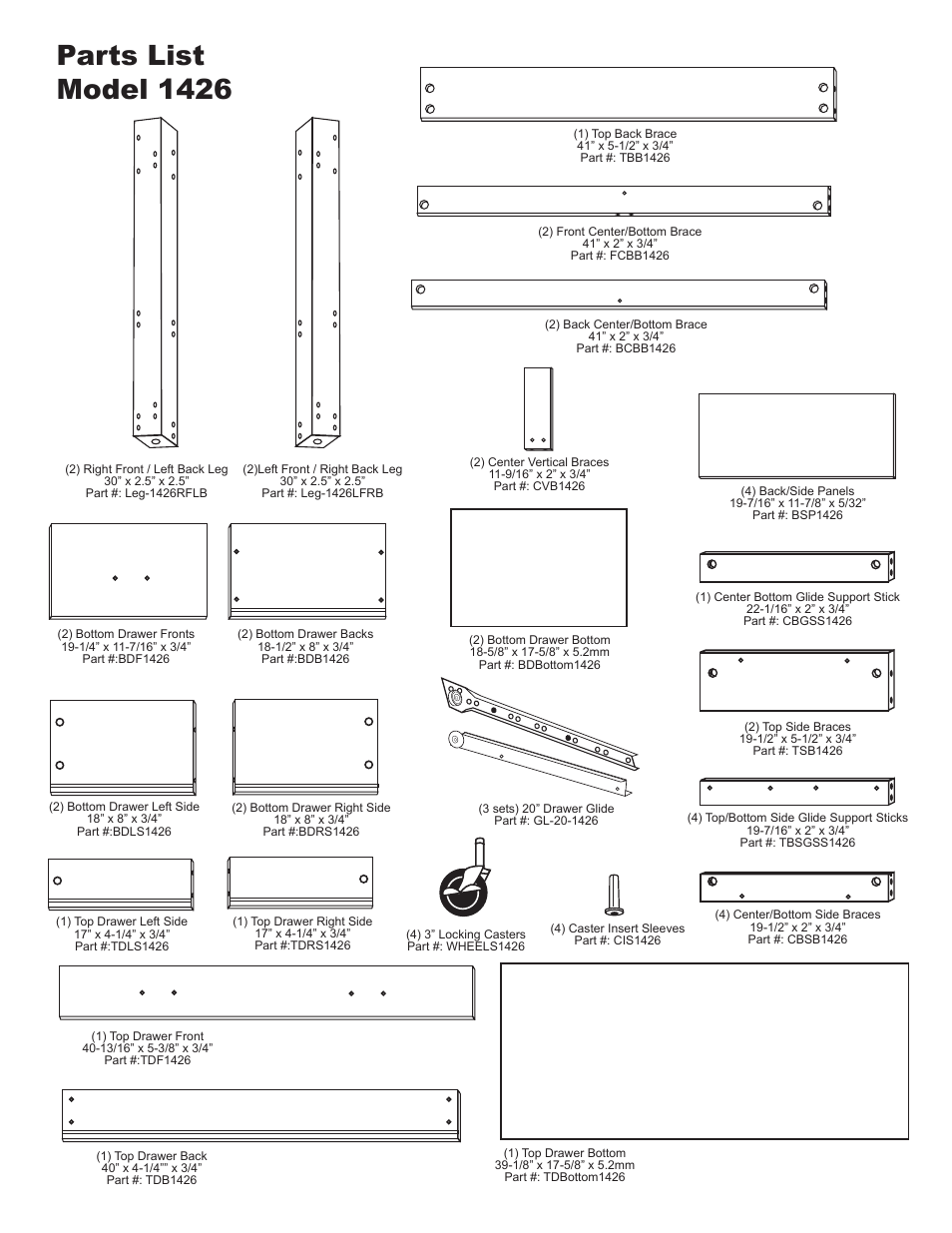 Parts list model 1426 | Catskill Craftsmen 1426 User Manual | Page 2 / 13