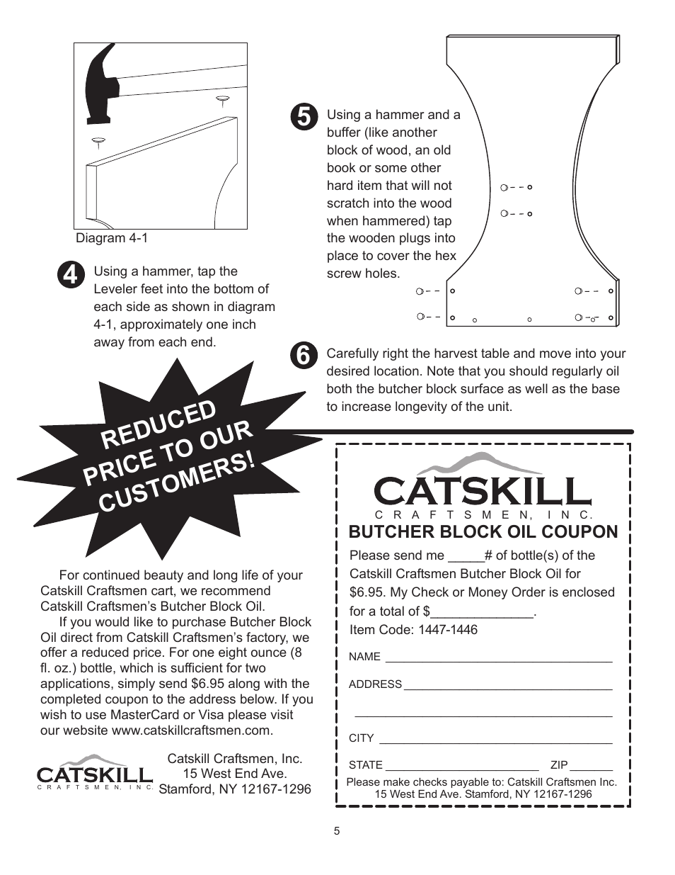 Reduced price t o our cust omers | Catskill Craftsmen 1446 User Manual | Page 5 / 5