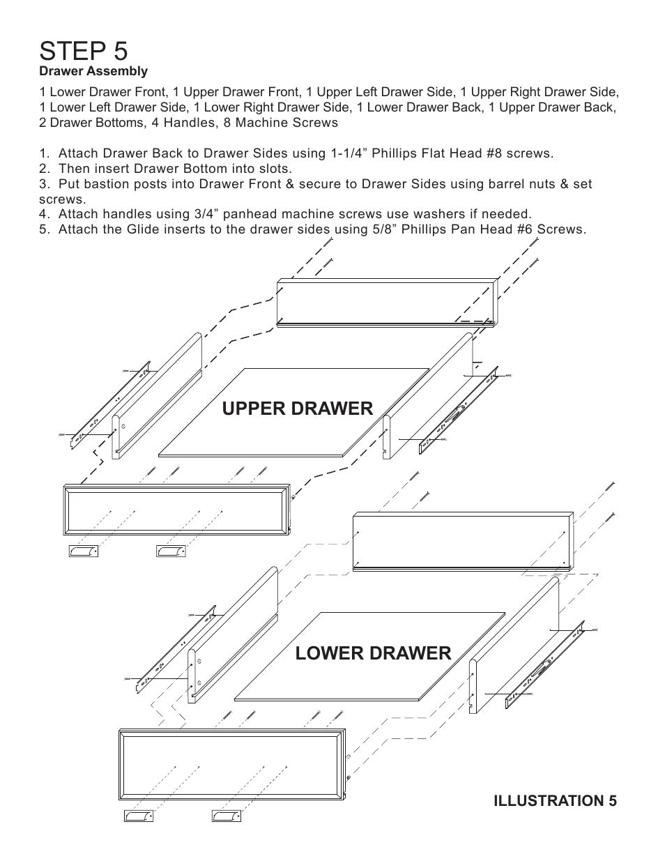 Step 5, Upper drawer lower drawer | Catskill Craftsmen 1429 User Manual | Page 10 / 14