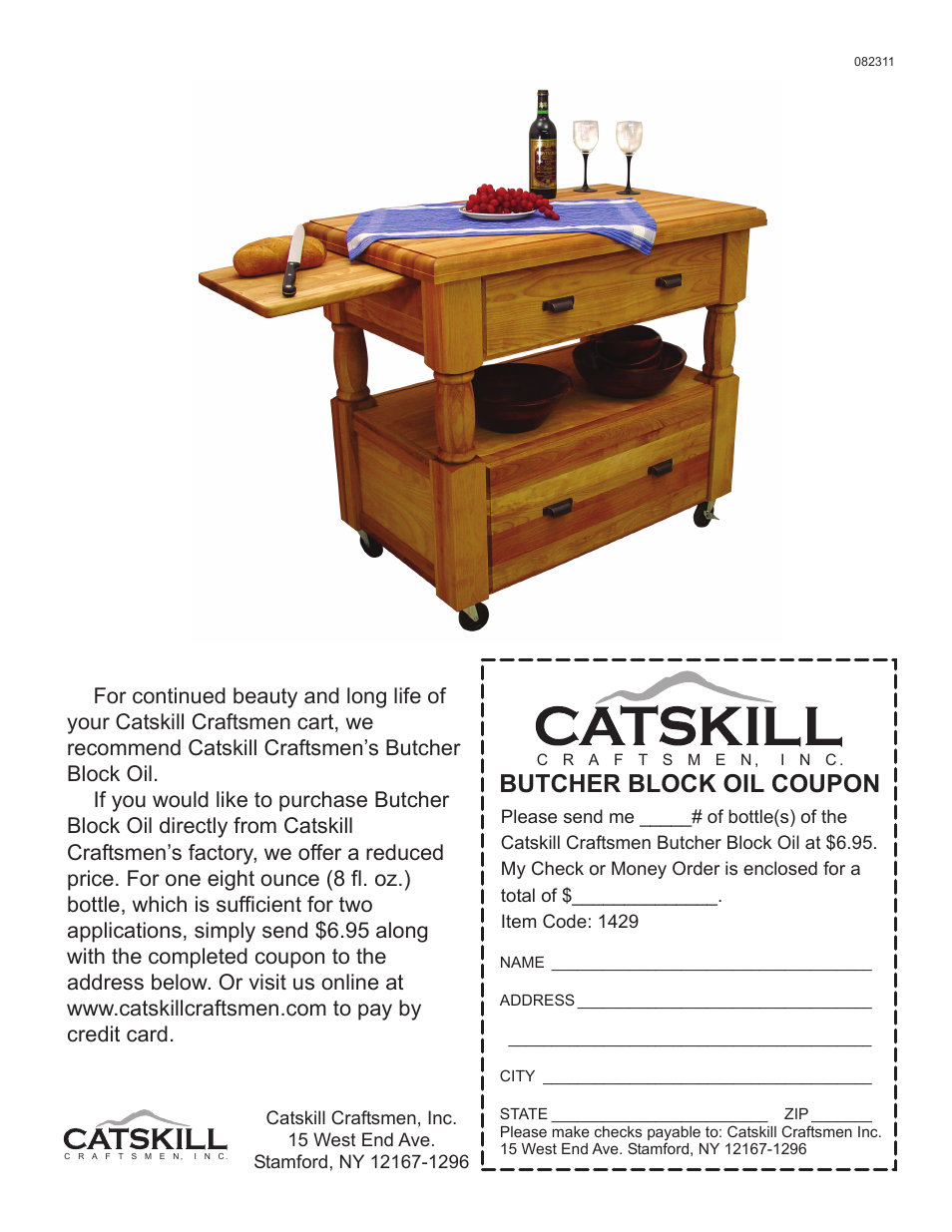 Butcher block oil coupon | Catskill Craftsmen 1429 User Manual | Page 14 / 14