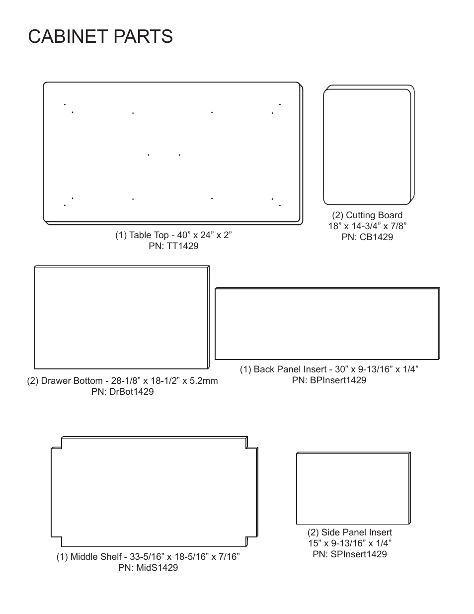 Cabinet parts | Catskill Craftsmen 1429 User Manual | Page 2 / 14