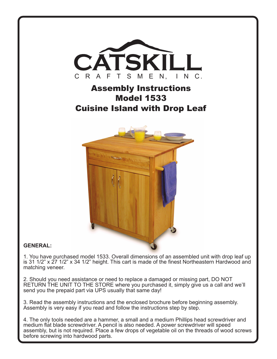 Catskill Craftsmen 1533 User Manual | 12 pages