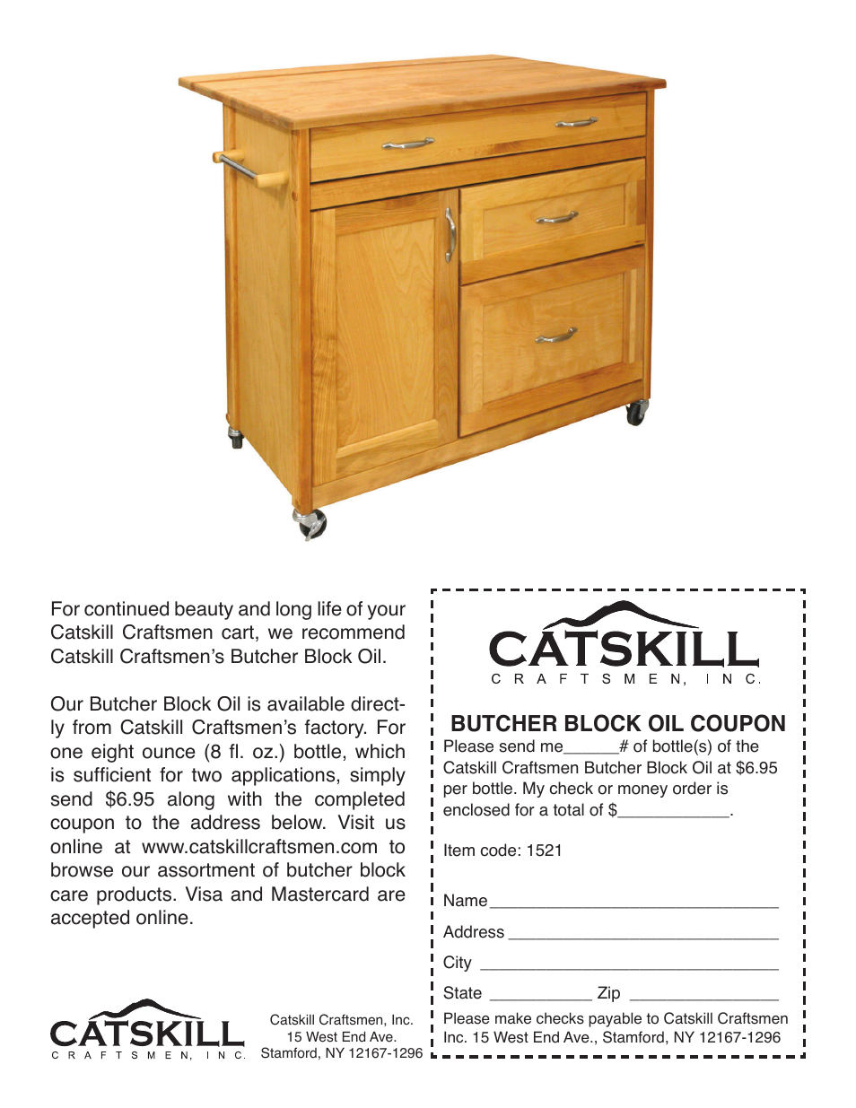 Butcher block oil coupon | Catskill Craftsmen 1521 User Manual | Page 16 / 16