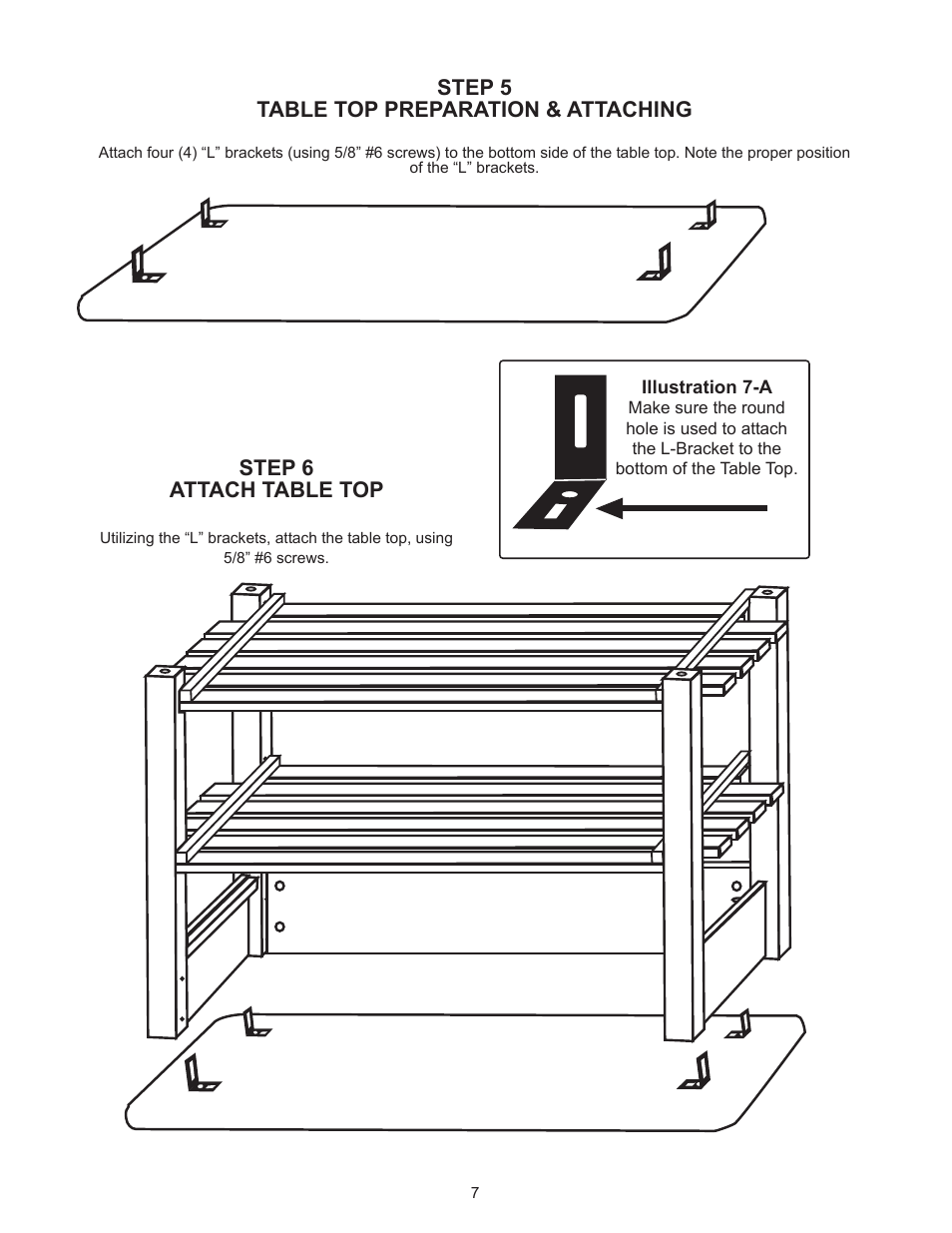Step 5 table top preparation & attaching, Step 6 attach table top | Catskill Craftsmen 1448 User Manual | Page 8 / 14