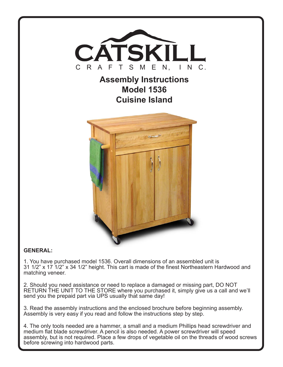 Catskill Craftsmen 1536 User Manual | 12 pages