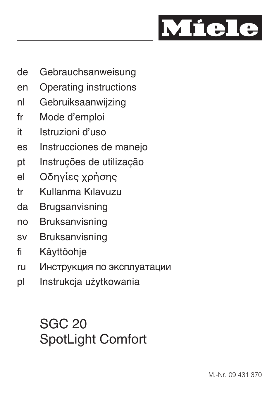 Miele SGC 20 User Manual | 36 pages