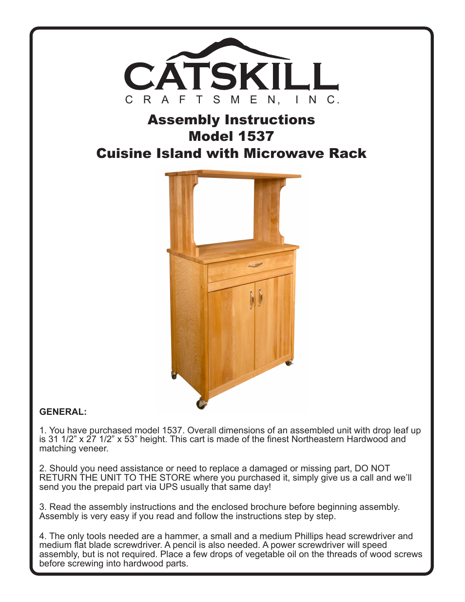 Catskill Craftsmen 1537 User Manual | 13 pages