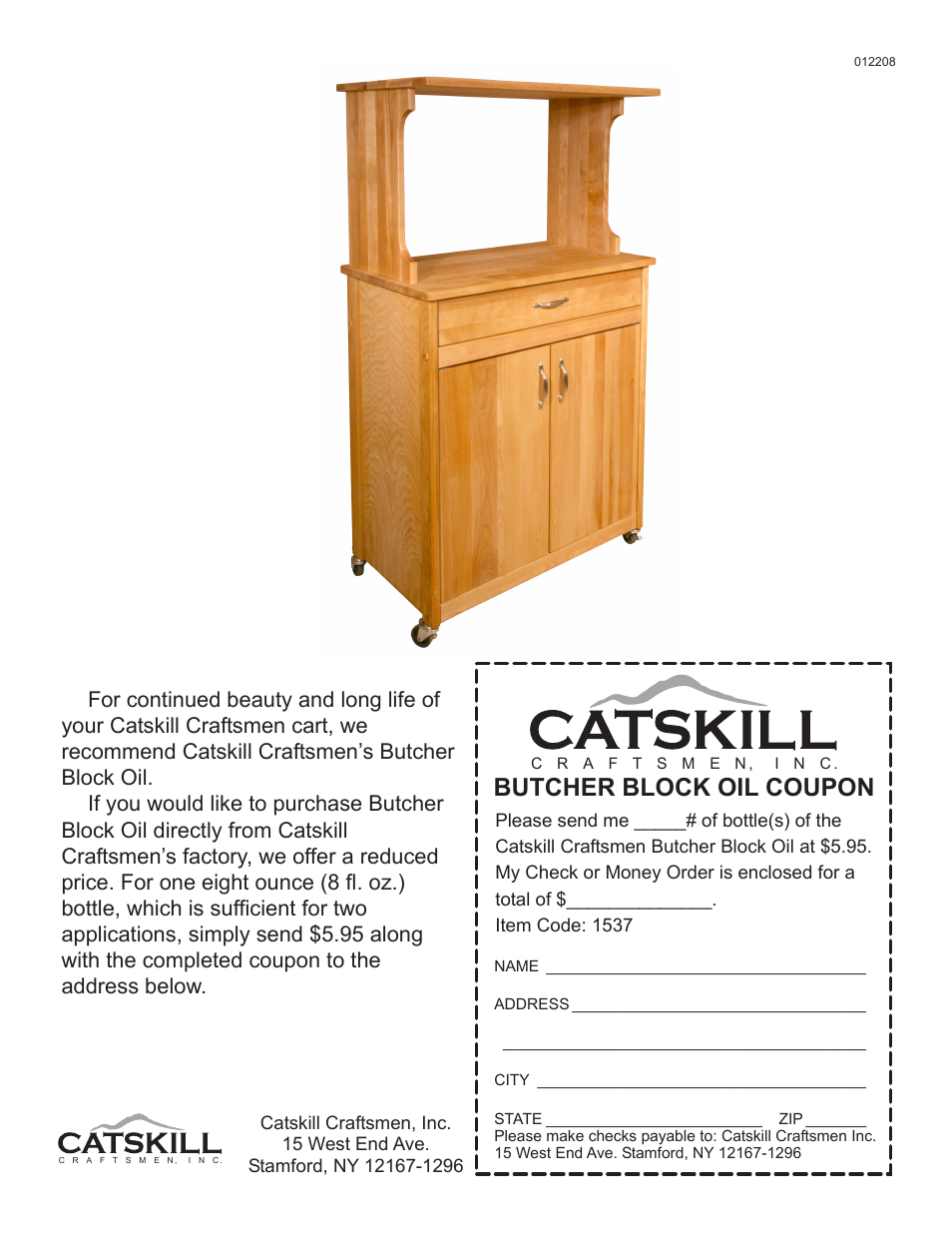 Butcher block oil coupon | Catskill Craftsmen 1537 User Manual | Page 13 / 13