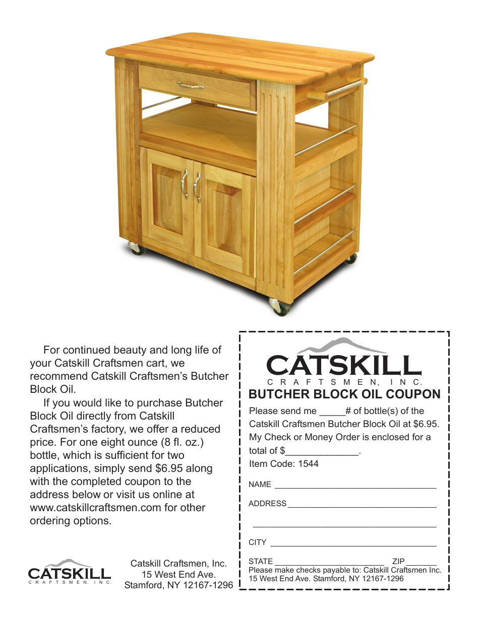 Butcher block oil coupon | Catskill Craftsmen 1544 User Manual | Page 13 / 14